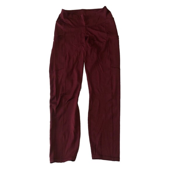 Fabletics Women's High Waisted Side Pockets 7/8 Leggings Wine Red Size Large NWT - Picture 1 of 13